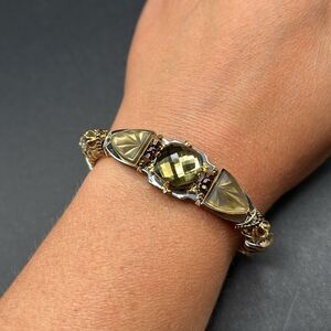 Liztech Jeweled Gold and Silver Cuff Bracelet